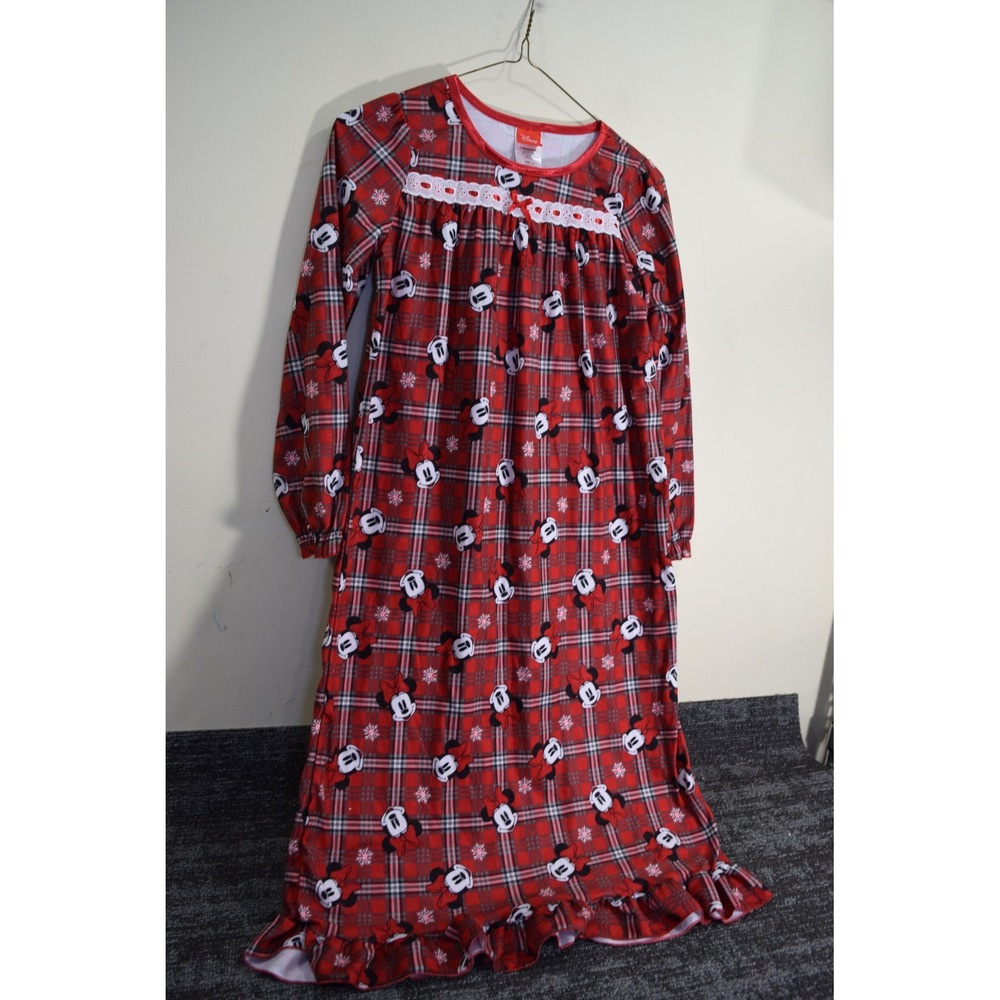 DISNEY Minnie Mouse Red Plaid Soft Flannel Nightgown GIRLS 10 Christmas